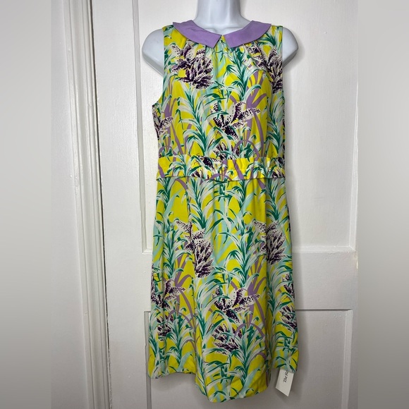 KATE SPADE Peter Pan Collar Floral Yellow and Purple Dress - Picture 3 of 15